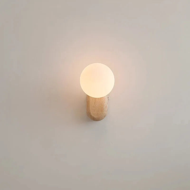 SphereGlow: Walnut Wabi-Sabi Wall Sconce Light