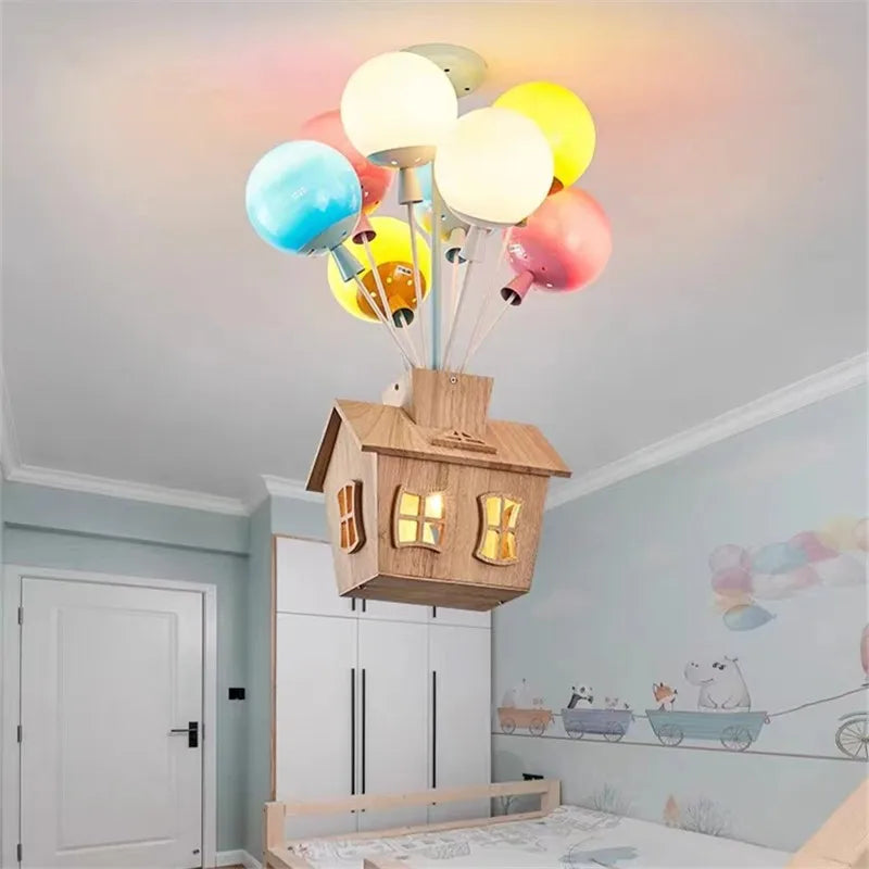 Colorful Balloon LED Wood Ceiling Light