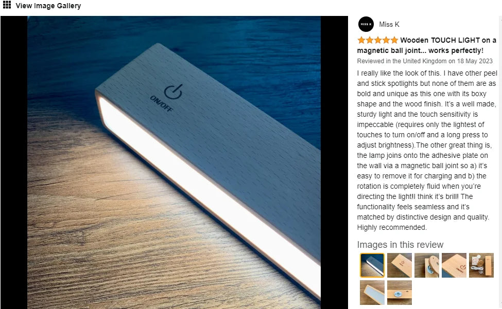 WoodGlow 360° Rechargeable Dimmable Wall Sconce