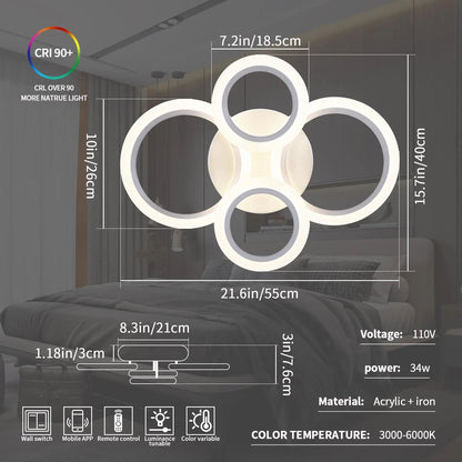 GlowRing: Dimmable LED Ceiling Chandelier