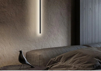 Minimalist Long LED Black Wall Lights Bedroom Art Decorate Sconce