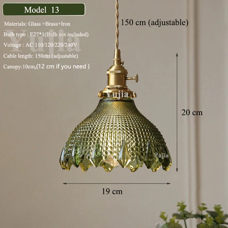 Green Glass Brass Pendant