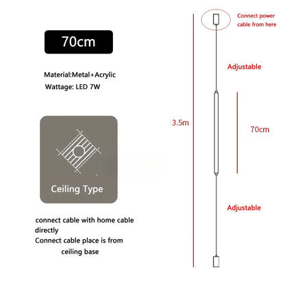 Hanging Floor Lamp Italy Design Black Long Linear Pendant Light