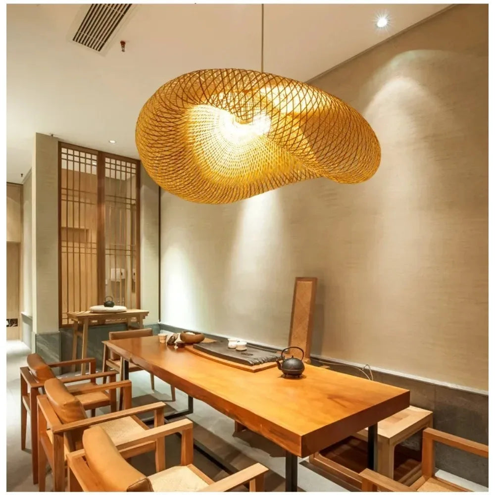 Large Woven Bamboo Pendant