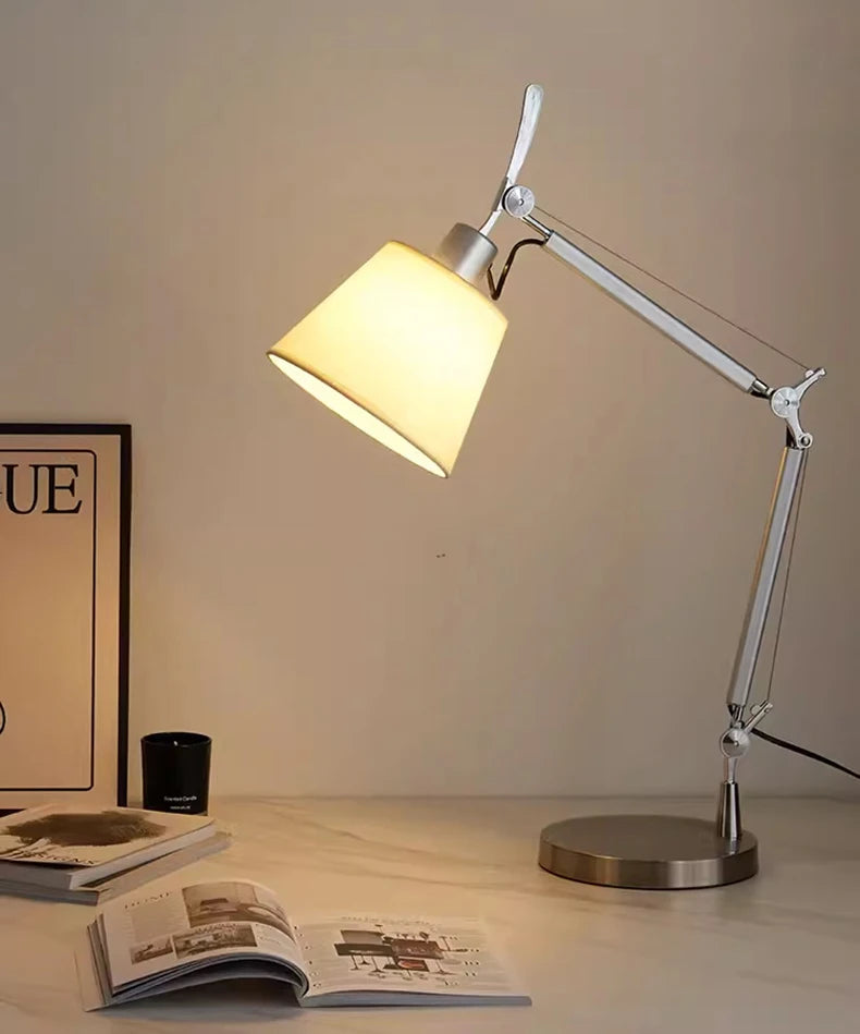 Elegant White Shade Table Lamp - Versatile Silver Design