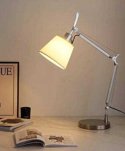 Elegant White Shade Table Lamp - Versatile Silver Design