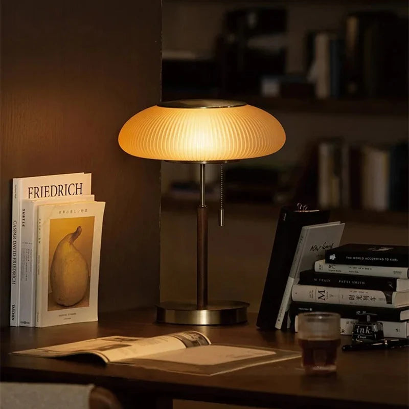Nordic Glow: Retro White Glass LED Desk Lamp