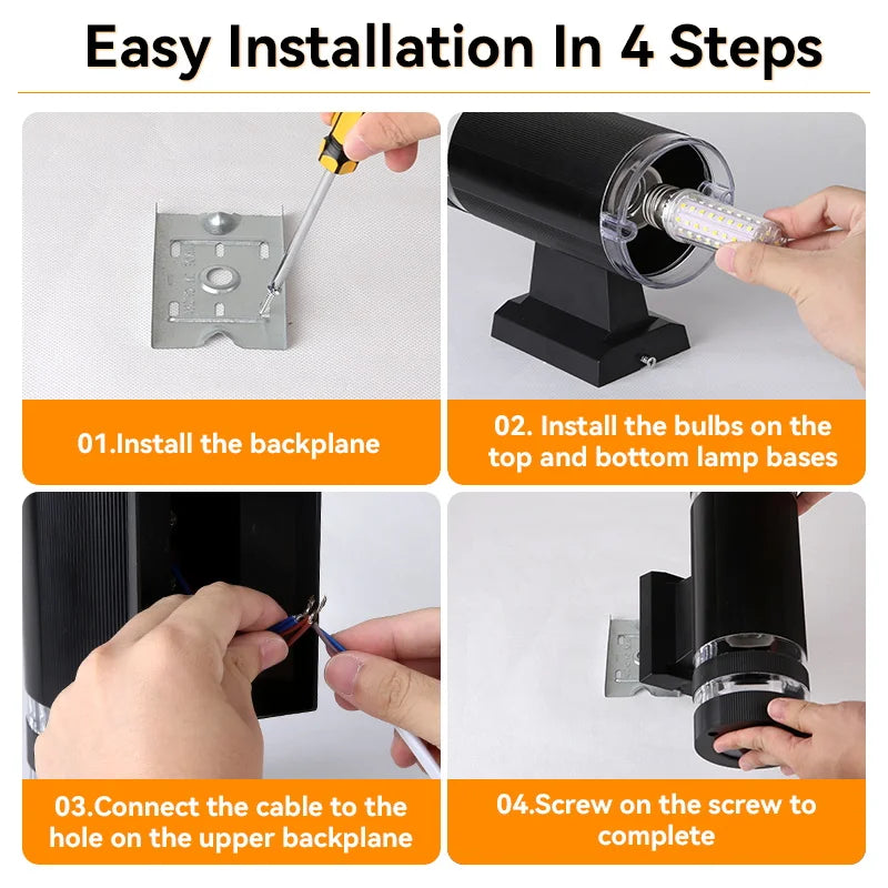 BrightGuard E27 LED Wall Sconce - Waterproof Design