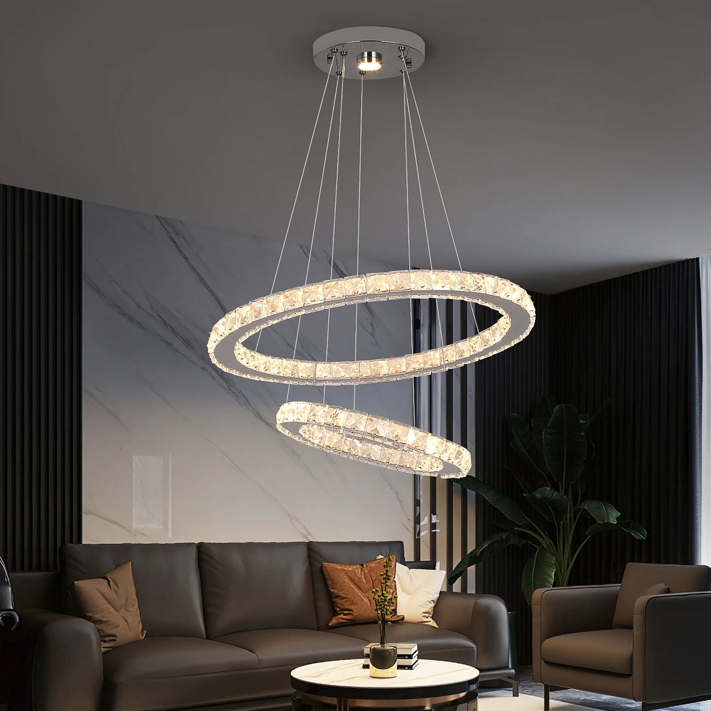 Crystal Ring LED Pendant Chandelier