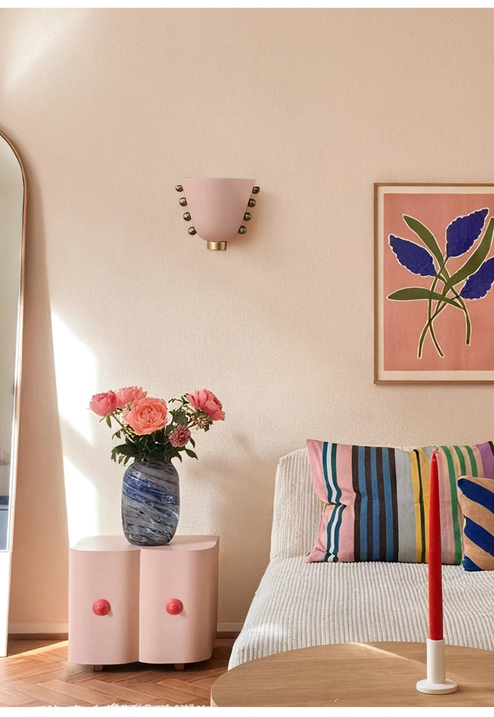 Chic Glass Bloom Wall Sconce - Pink & Green Delight