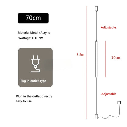 Hanging Floor Lamp Italy Design Black Long Linear Pendant Light