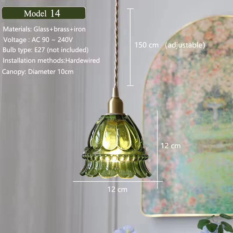 Green Glass Brass Pendant