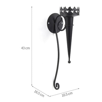 Retro Iron Torch Wall Sconce Candle Holder