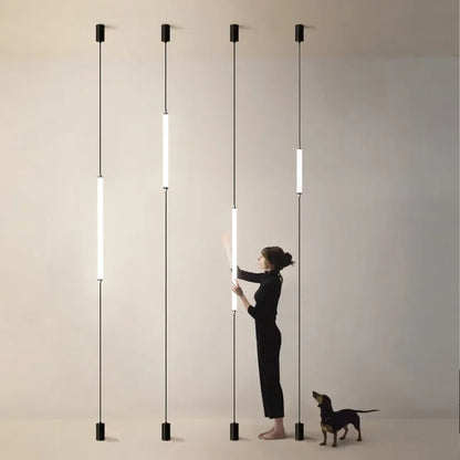 Hanging Floor Lamp Italy Design Black Long Linear Pendant Light