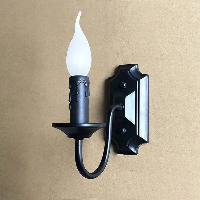 Retro Black Industrial Candle Wall Sconce Set