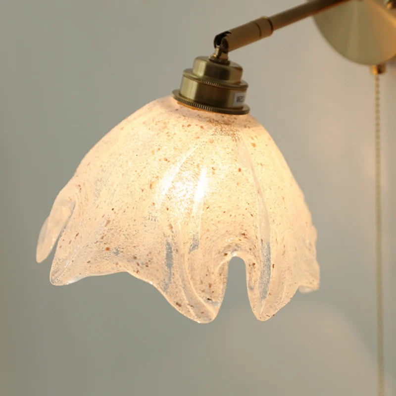 Nordic Blue Glass Pull Chain Wall Sconce Lamp