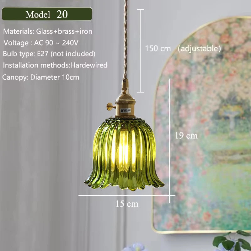 Green Glass Brass Pendant