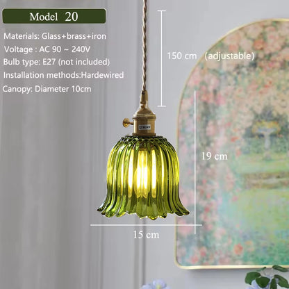 Green Glass Brass Pendant