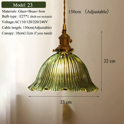 Green Glass Brass Pendant
