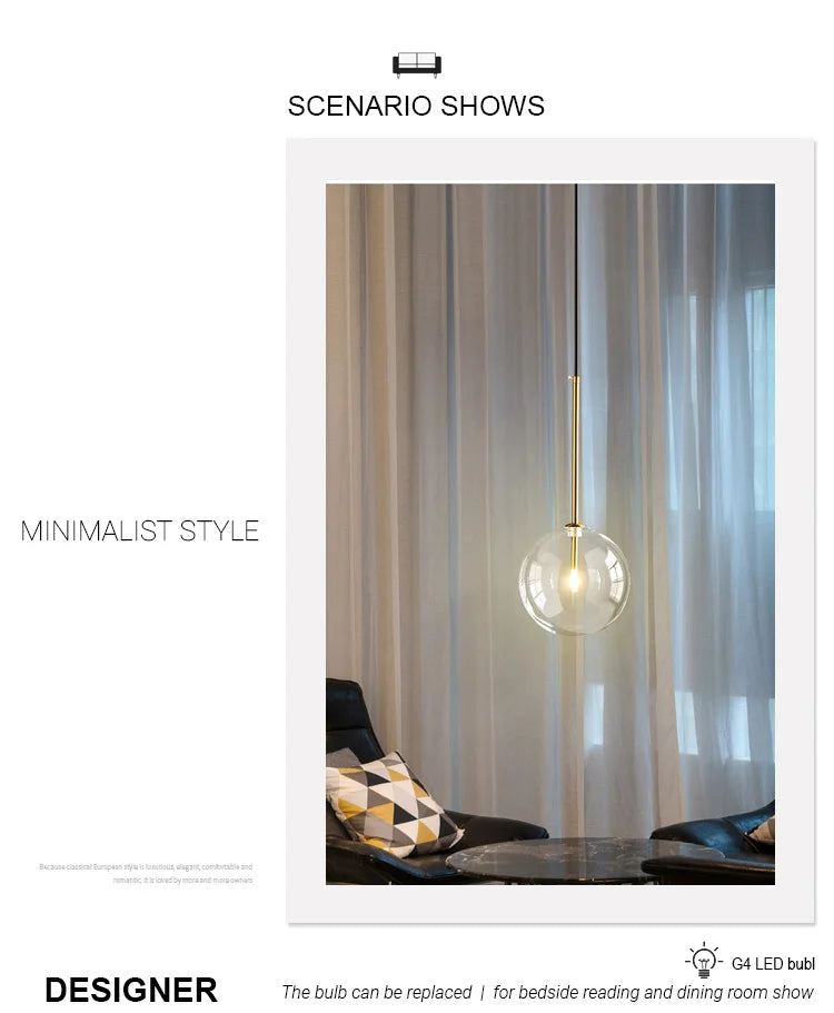 Nordic Chandeliers Lighting Clear Glass Ball Pendant Lights