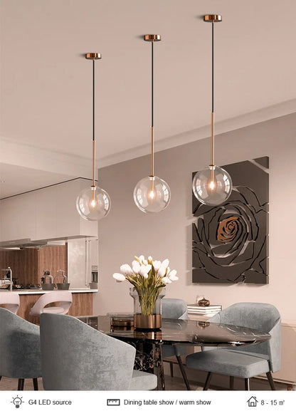 Nordic Chandeliers Lighting Clear Glass Ball Pendant Lights