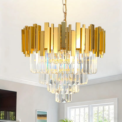 4-Tier Gold K9 Crystal Chandelier, 50 cm, Dimmable
