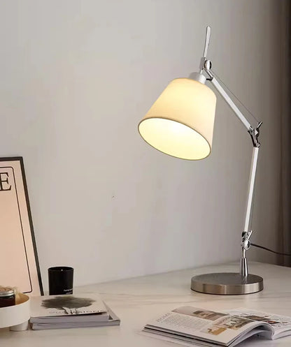 Elegant White Shade Table Lamp - Versatile Silver Design