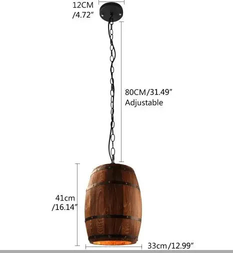 Wine Barrel Wood Pendant Light