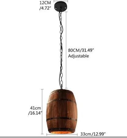 Wine Barrel Wood Pendant Light