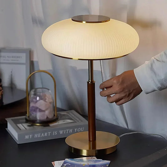Nordic Glow: Retro White Glass LED Desk Lamp