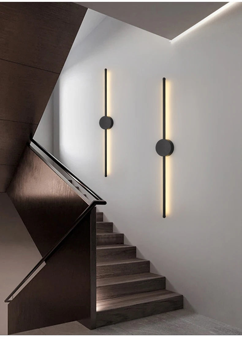 Modern Black I-Shaped LED Wall Lamp