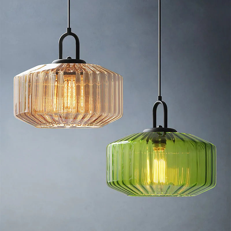 WADBTY Retro Color Glass Pendant Light