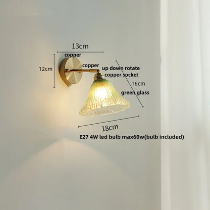 Nordic Blue Glass Pull Chain Wall Sconce Lamp