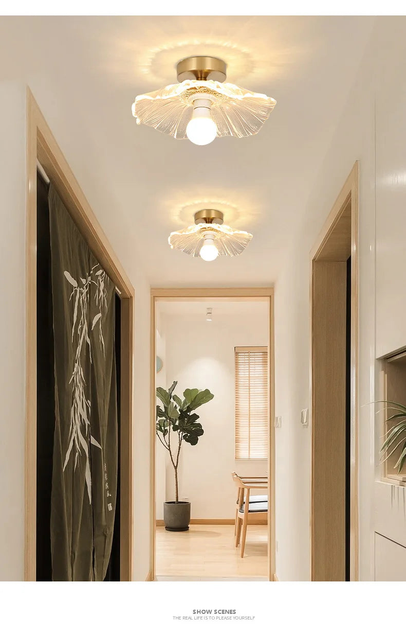 Ceramics Glass LED Corridor Ceiling Lamp