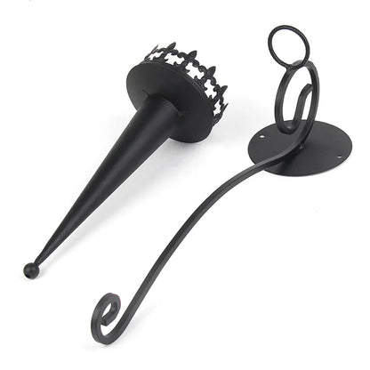 Retro Iron Torch Wall Sconce Candle Holder