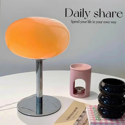 Mushroom Glow: Mid-Century Dimmable Table Lamp
