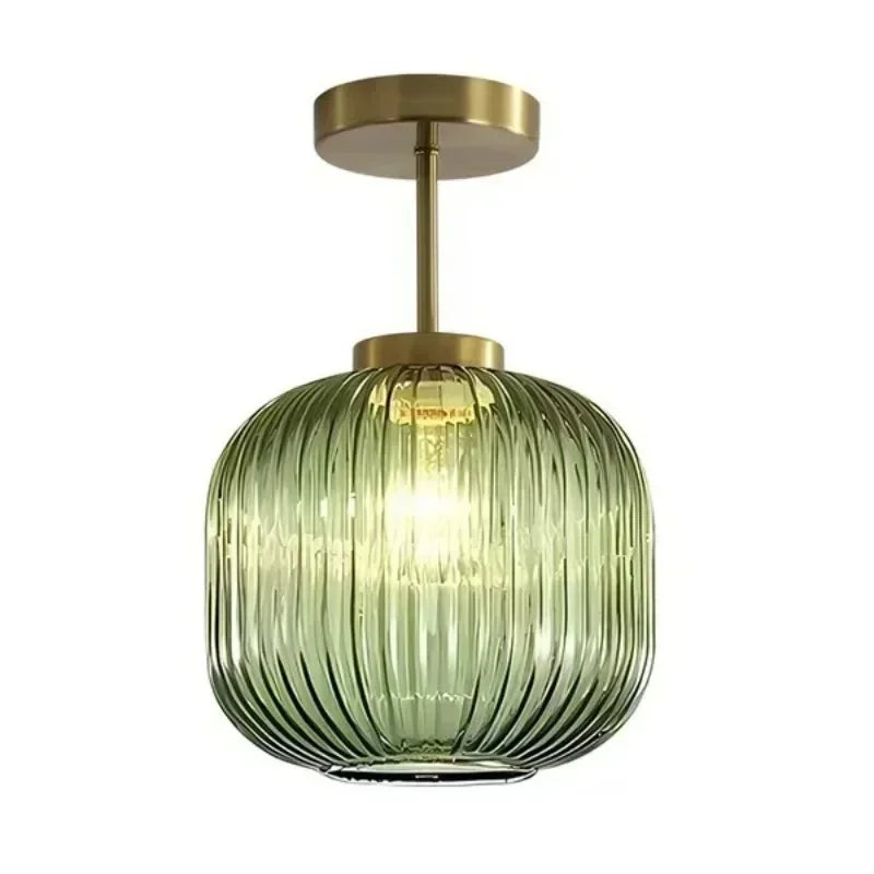 Retro Luxe Striped Lantern Ceiling Light Fixture