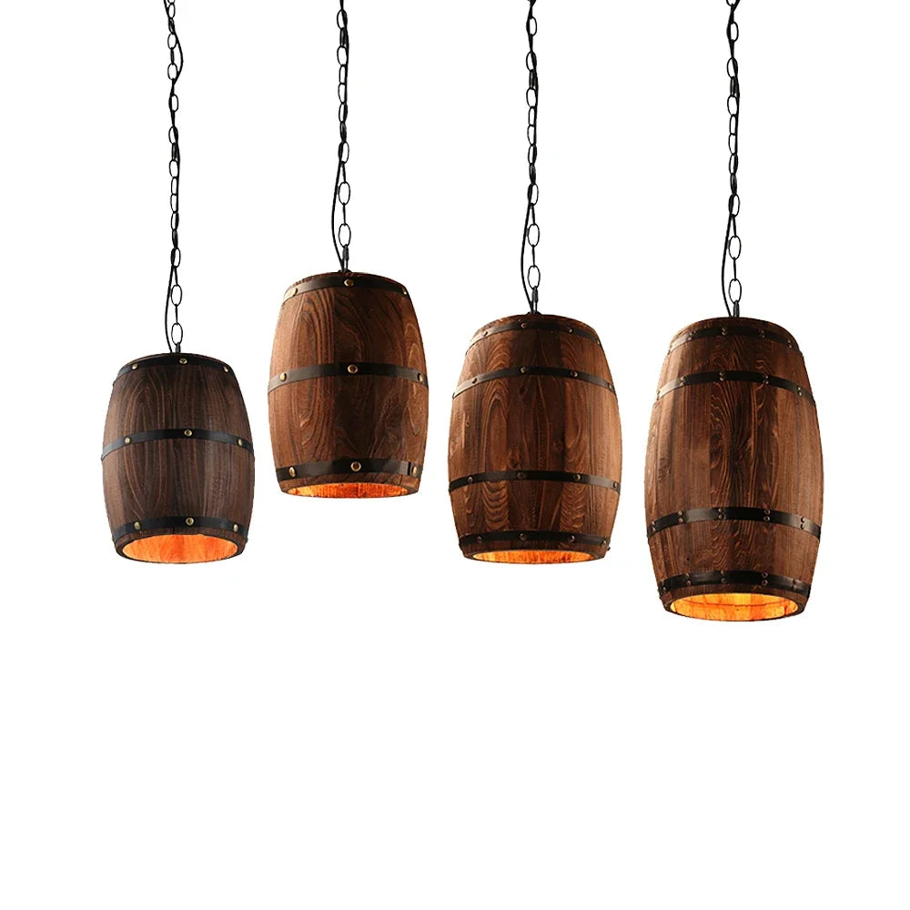 Wine Barrel Wood Pendant Light