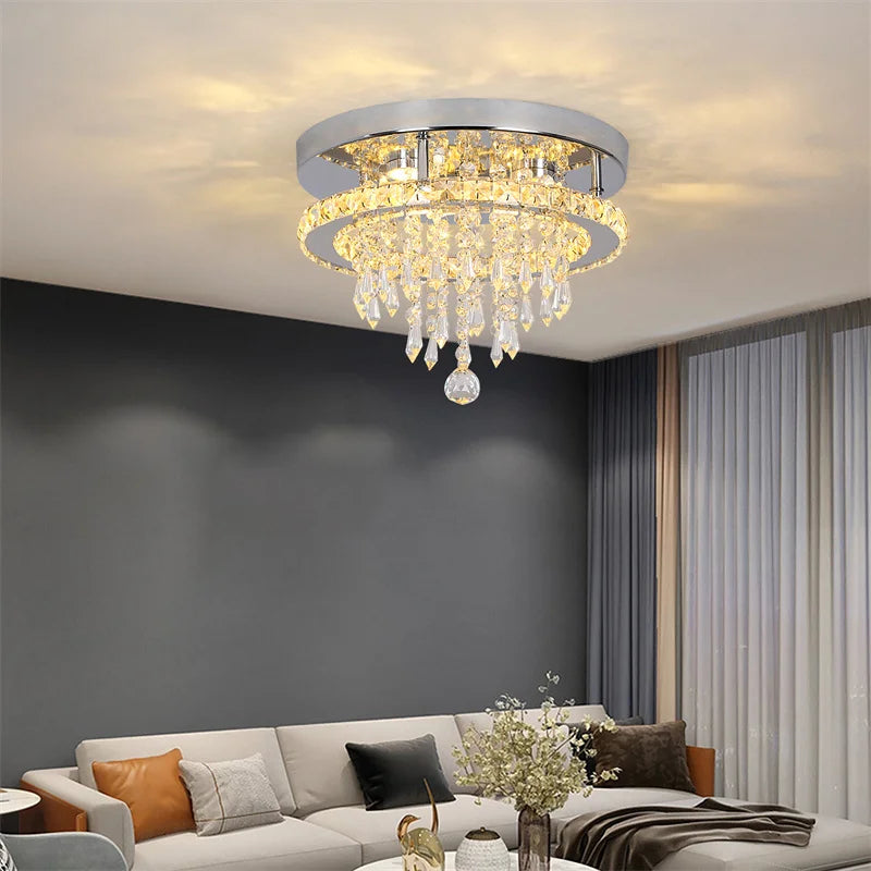 Crystal LED Flush Chandelier