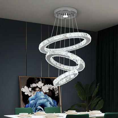 3-Ring Crystal LED Pendant Chandelier