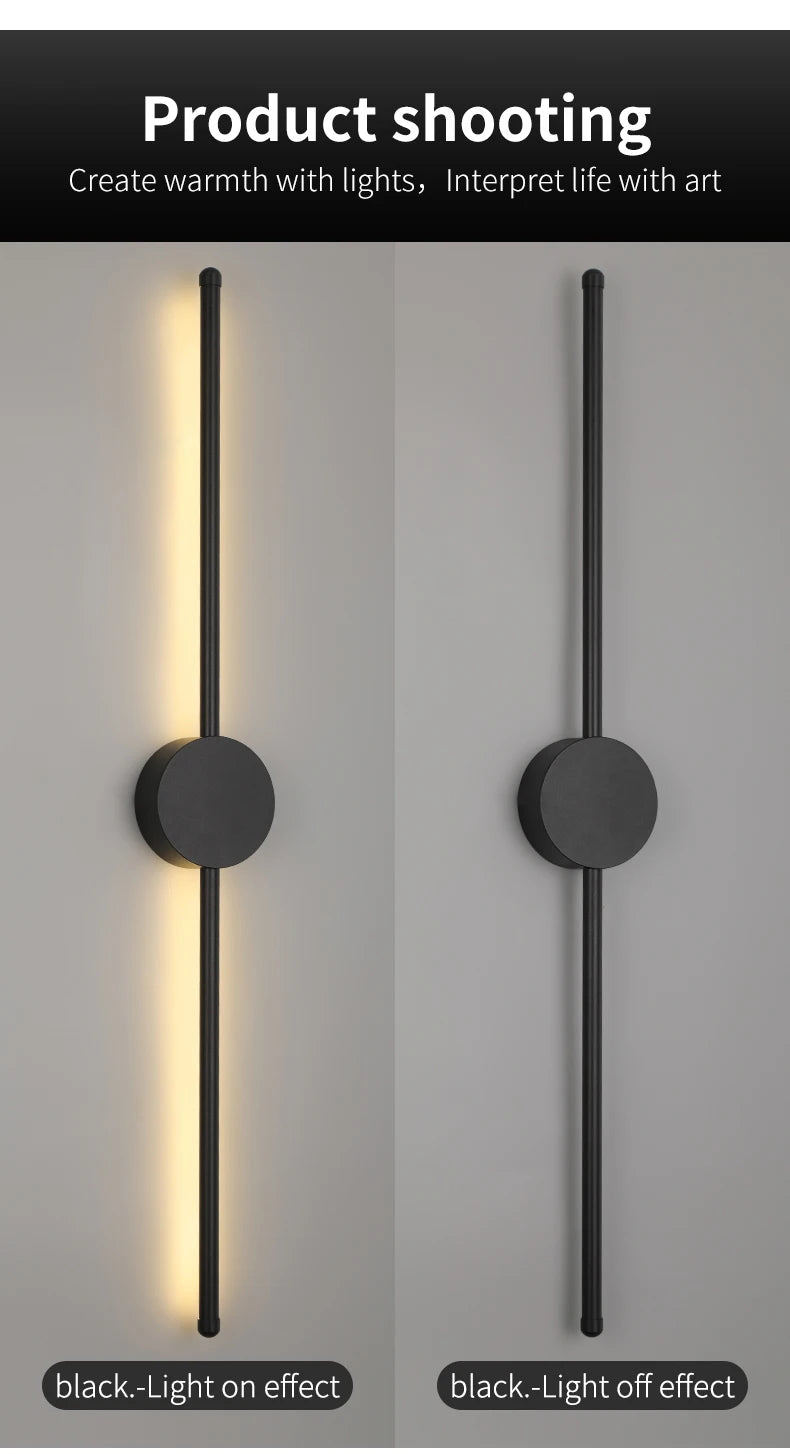 Modern Black I-Shaped LED Wall Lamp