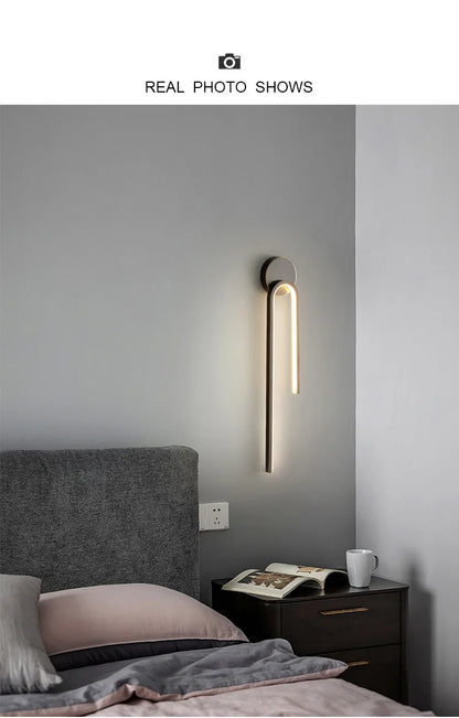 Minimalist Black LED Bedside Wall Sconce