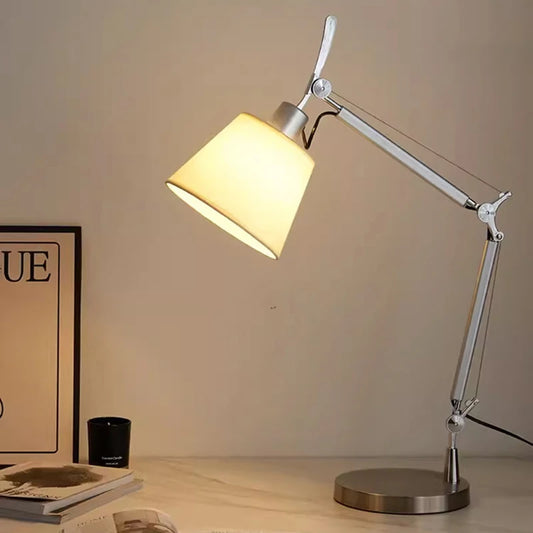 Elegant White Shade Table Lamp - Versatile Silver Design