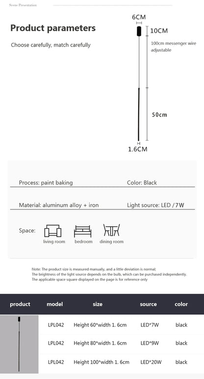 Modern LED Long Pendant Lights for Dining Room