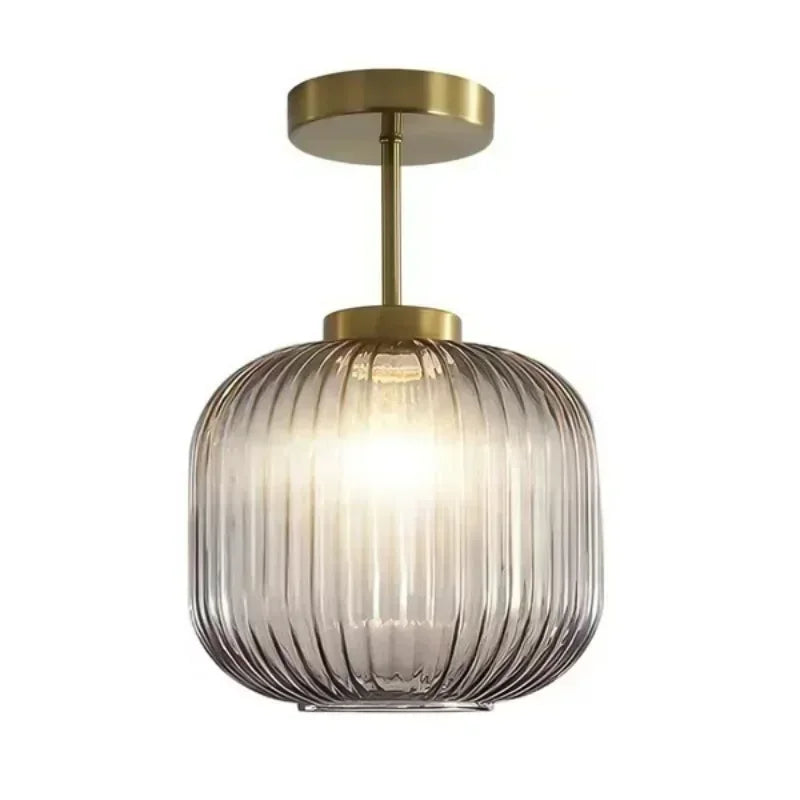 Retro Luxe Striped Lantern Ceiling Light Fixture