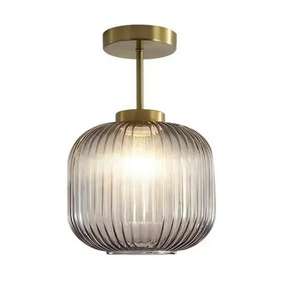 Retro Luxe Striped Lantern Ceiling Light Fixture