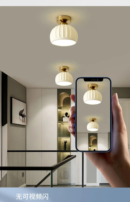 Ceramics Glass LED Corridor Ceiling Lamp