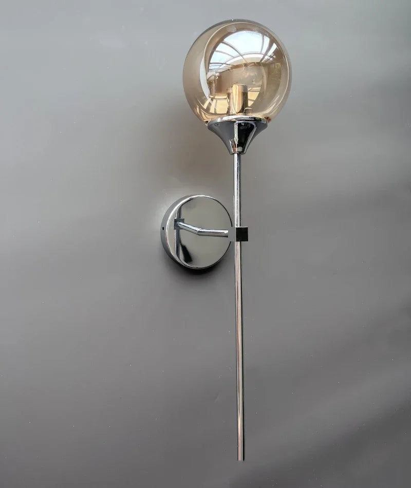 Gold Aura Round Glass Wall Sconce - Nordic Style