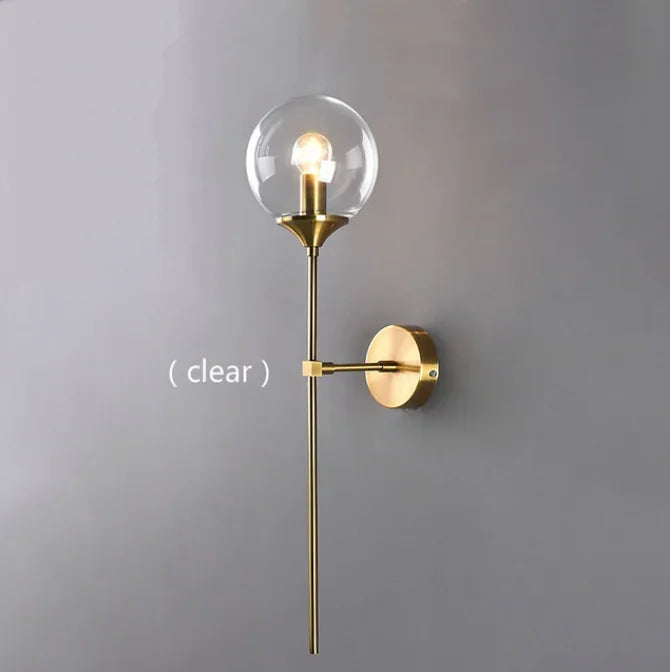 Gold Aura Round Glass Wall Sconce - Nordic Style