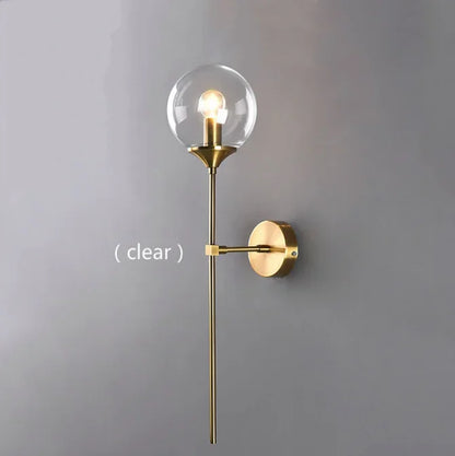 Gold Aura Round Glass Wall Sconce - Nordic Style